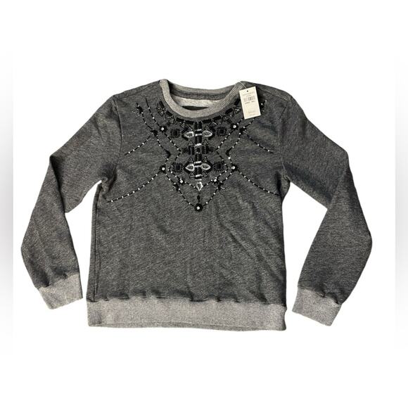 Abercrombie & Finch Gray/black Women/Teen Small Sweater Beadwork Embroidery - Picture 1 of 7